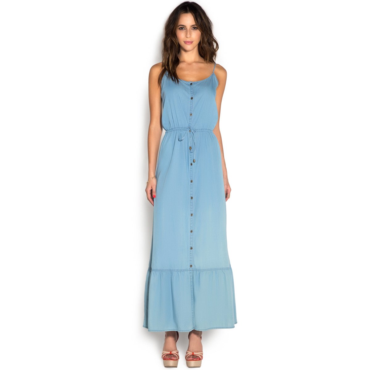 chambray maxi shirt dress