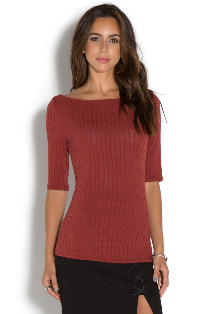 RIBBED BOATNECK TOP - ShoeDazzle