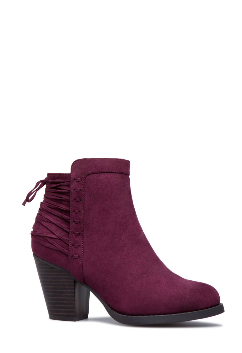 Shoedazzle Booties Yolinda Lace Up Bootie Womens Red Size Standard Width