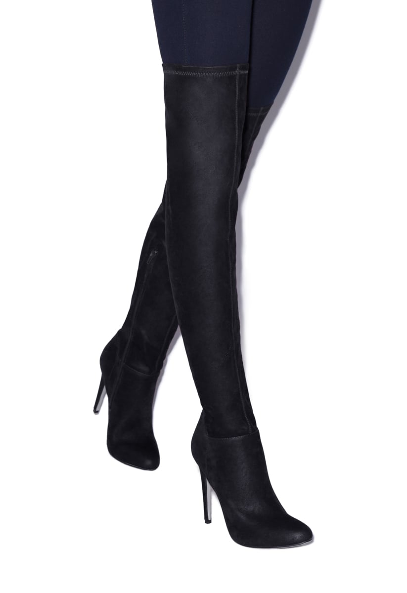 Shoedazzle Boots - Over The Knee Cicely Over-The-Knee Boot Womens Black Size Wide Calf
