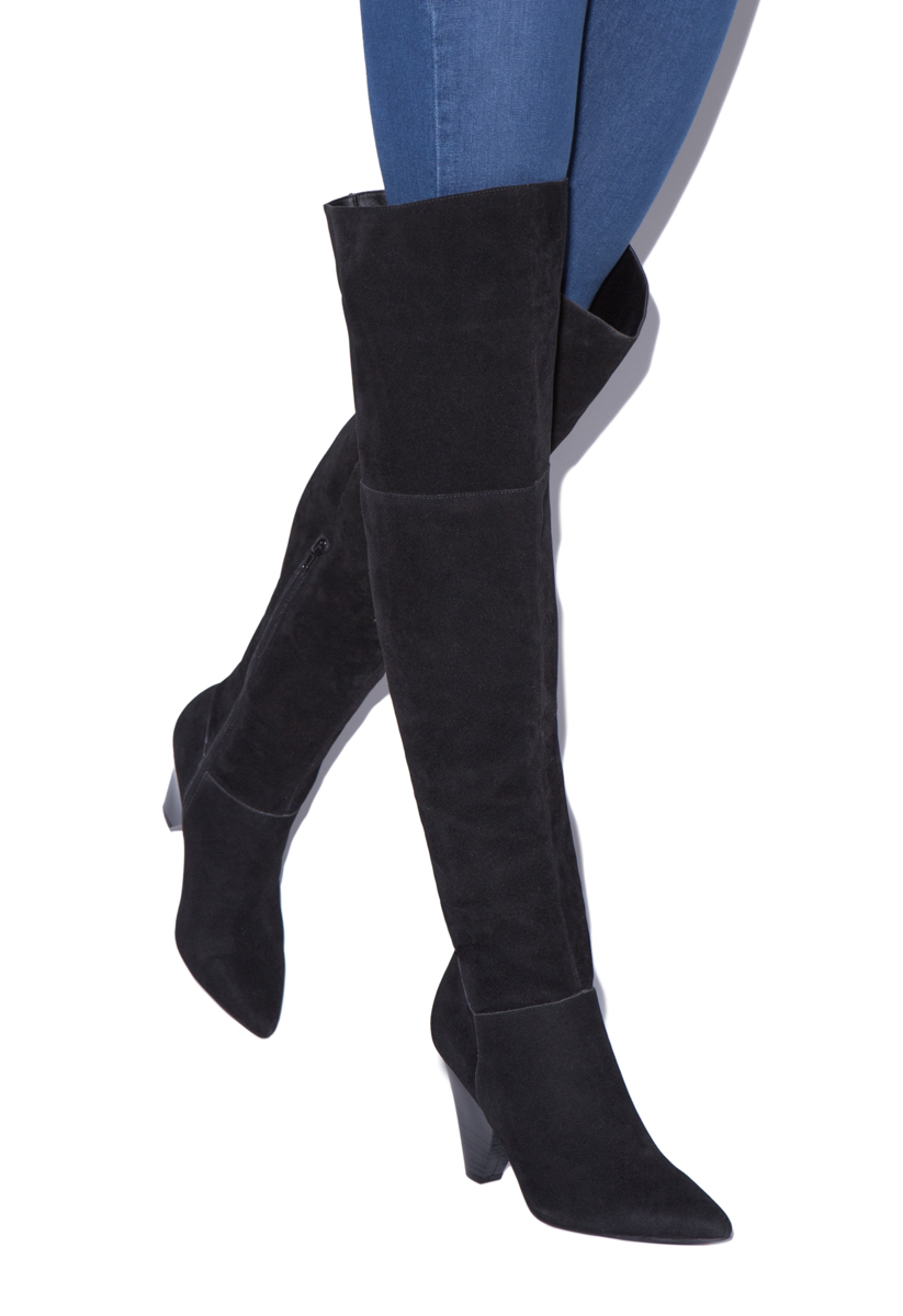 Shoedazzle Boots - Over The Knee Vika Pointed Toe Heeled Boot Womens Black Size 6