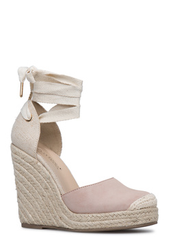 white lace up espadrille wedges