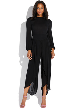 long sleeve split leg jumpsuit