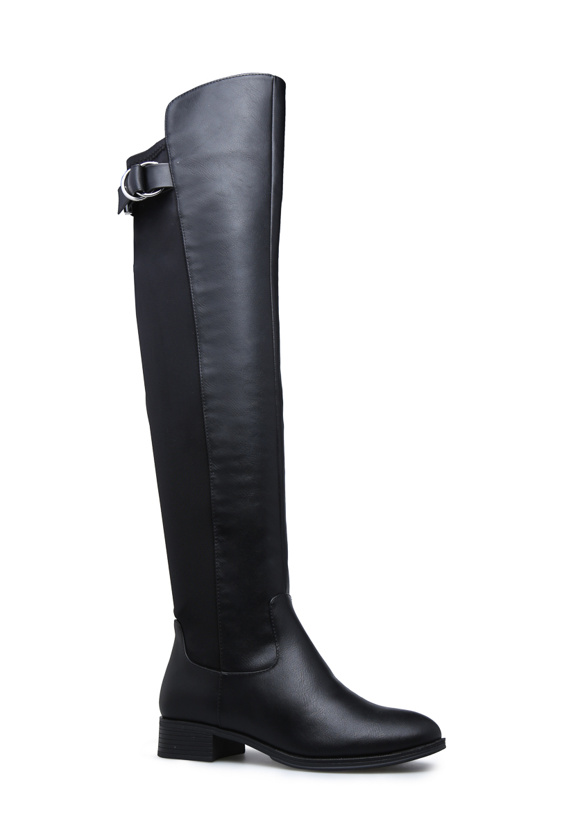 Shoedazzle Boots - Over The Knee Jazzlyn Everyday Riding Boot Womens Black Size Wide Calf