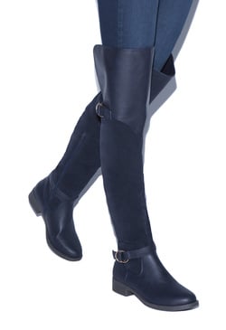 navy blue thigh boots