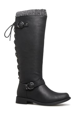 wide calf back lace up boots