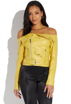 off shoulder moto jacket