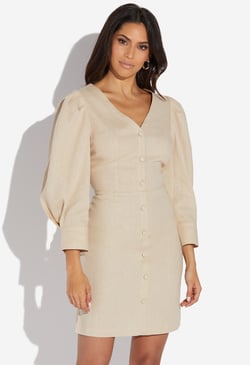 puff sleeve linen dress