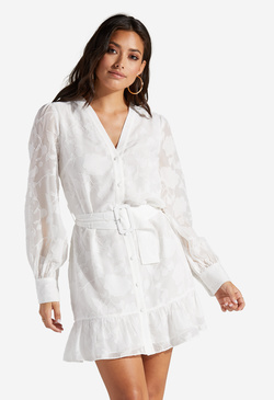 white flowy shirt dress