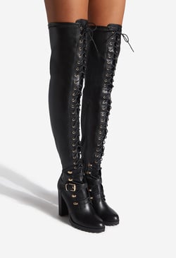 high heel combat boots