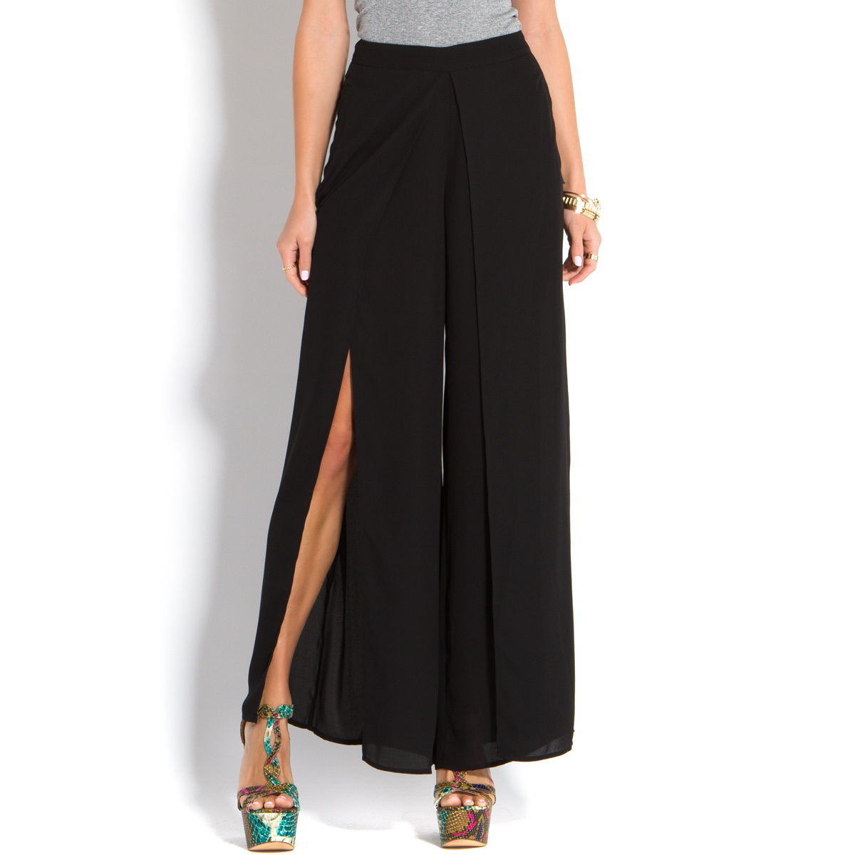 palazzo pants with front slits