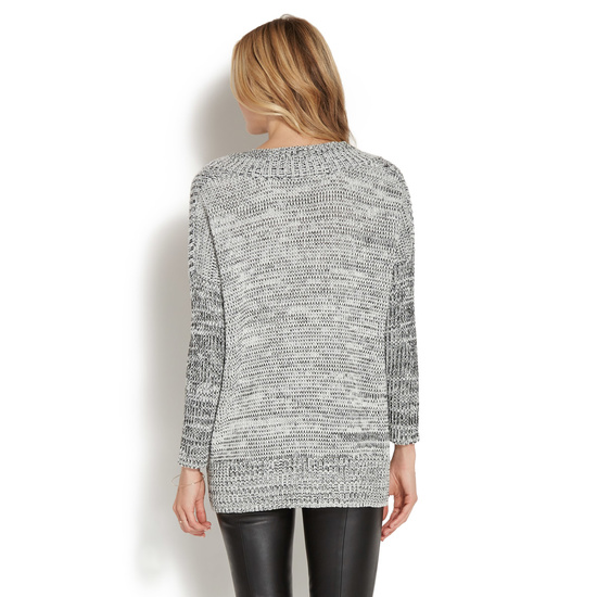 ZIPPER FRONT MARLED SWEATER - ShoeDazzle