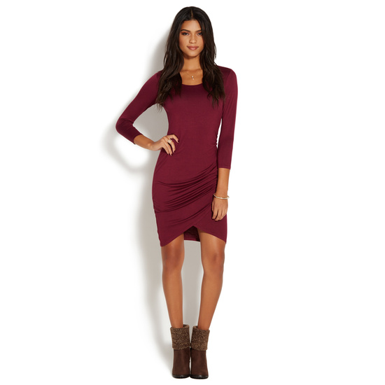 OPEN NECK RUCHED KNIT DRESS - ShoeDazzle