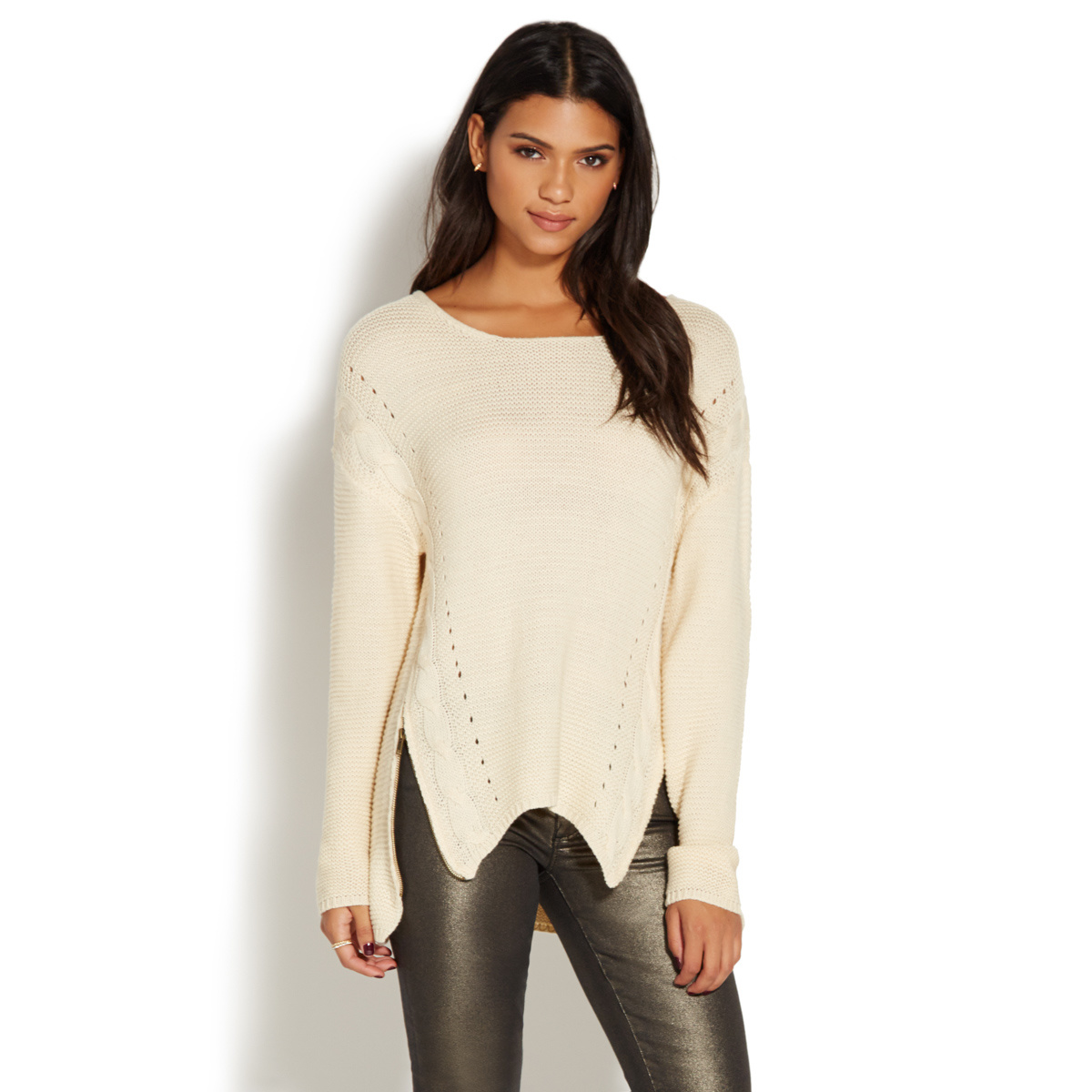 SIDE ZIP CABLE SWEATER - ShoeDazzle