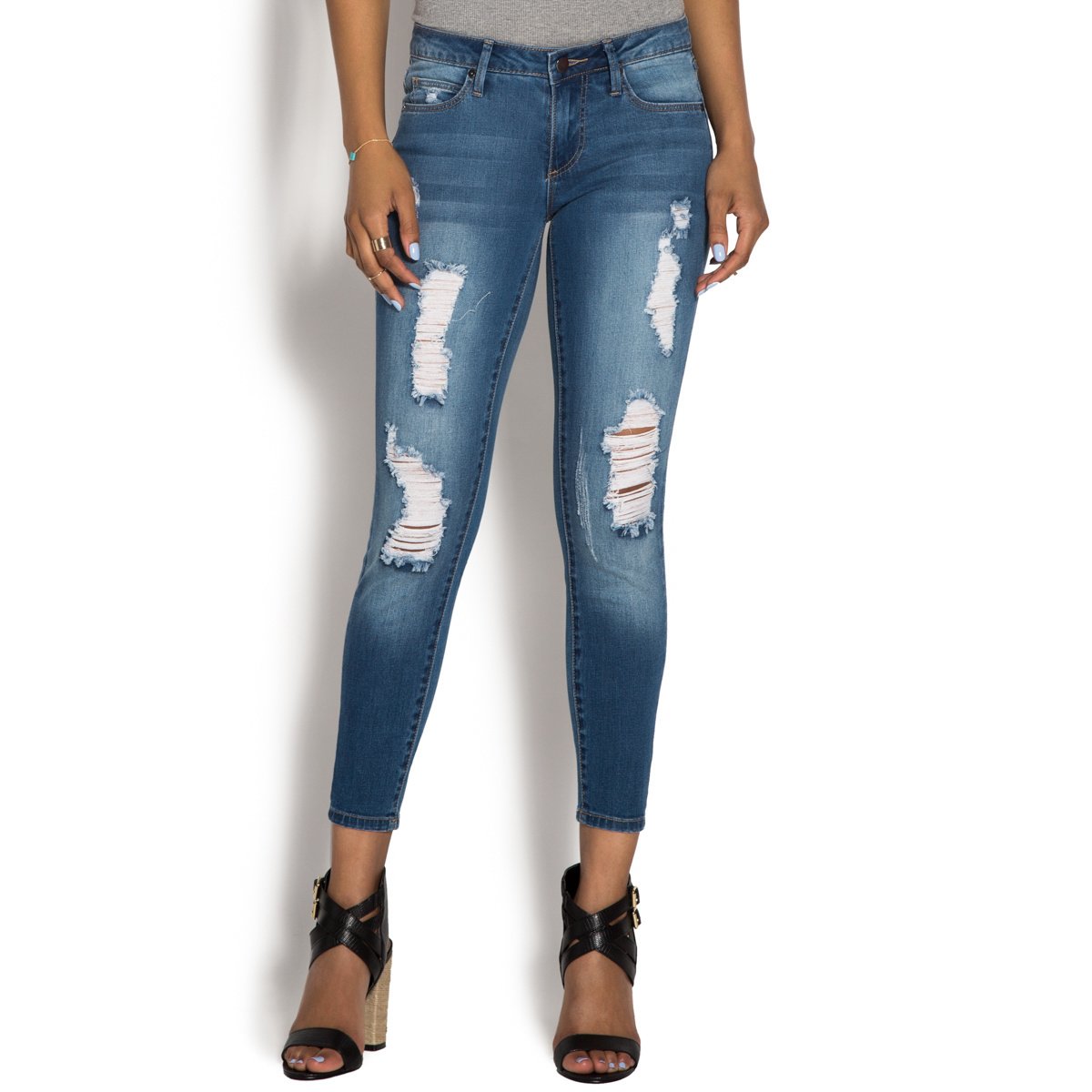 DISTRESSED SKINNY ANKLE GRAZER - ShoeDazzle