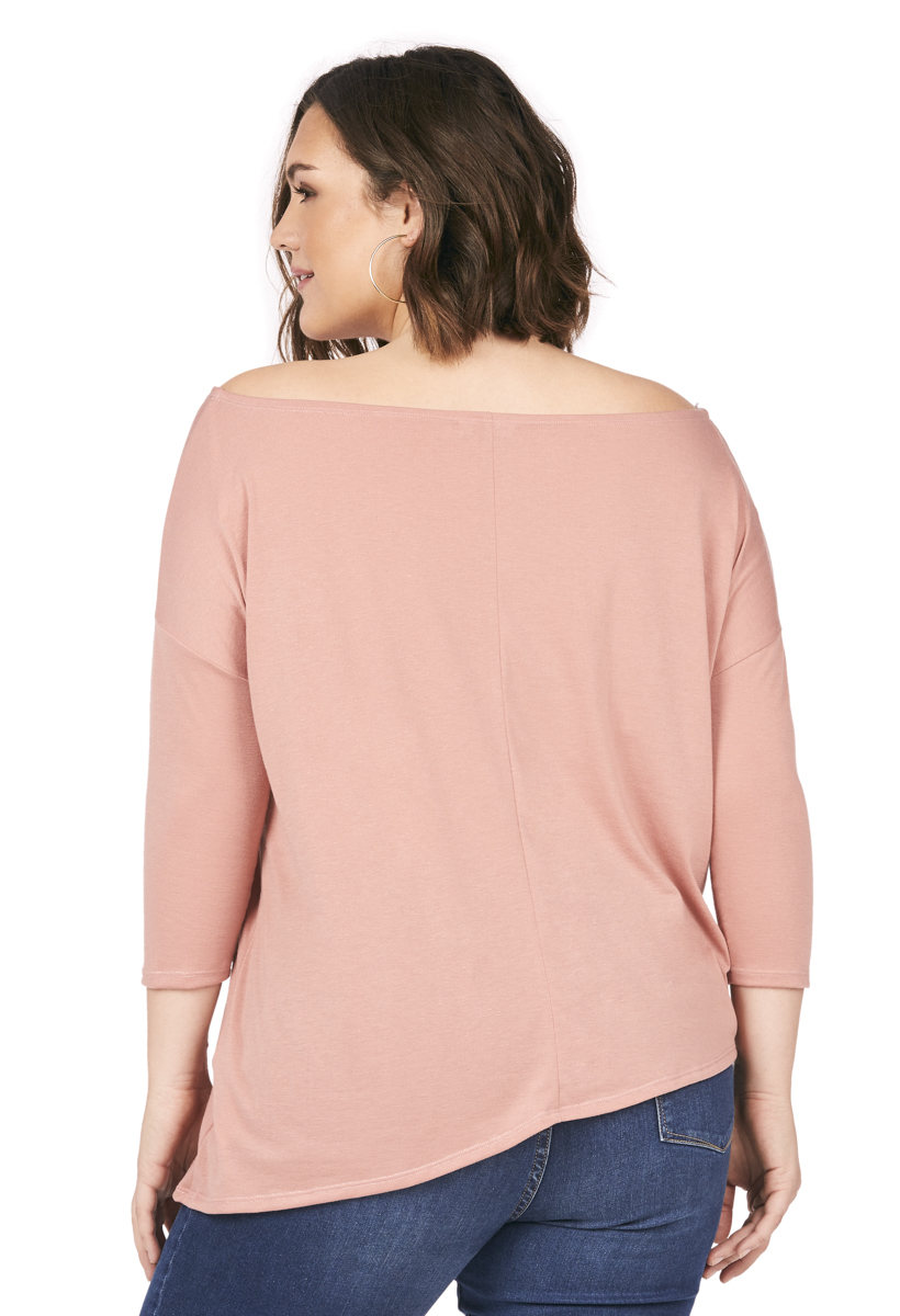 SLOUCHY 3/4 SLEEVE OFF SHOULDER TOP - ShoeDazzle