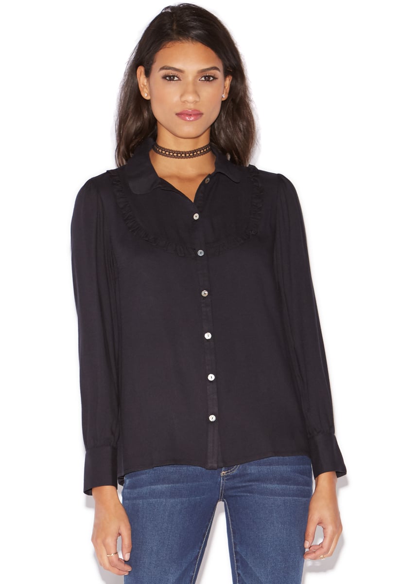 RUFFLE FRONT BLOUSE - ShoeDazzle