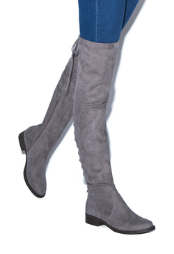 grey flat knee high boots