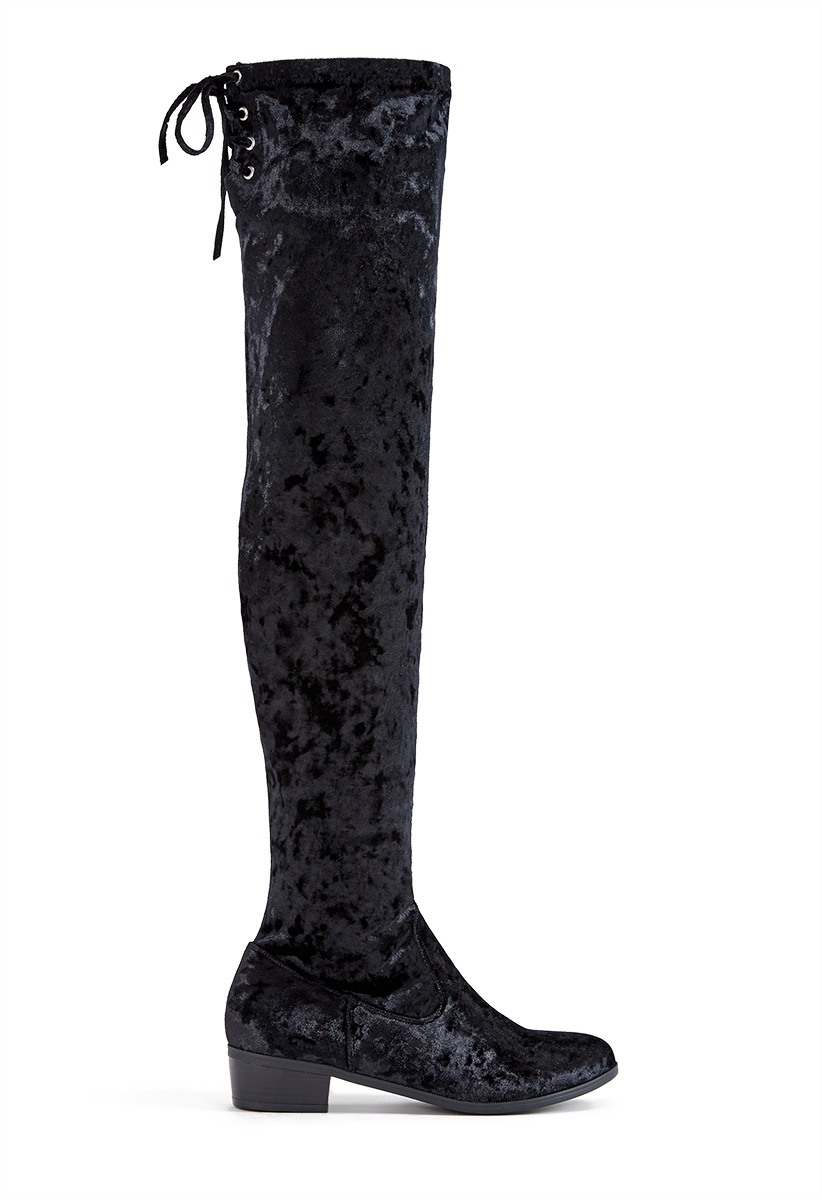 black velvet boots flat