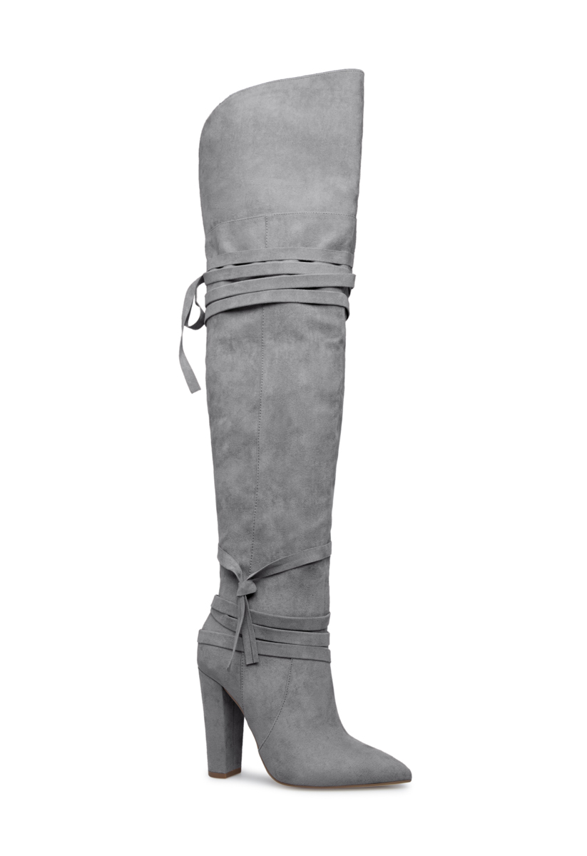 Shoedazzle Boots - Over The Knee Reese Thigh-High Boot Womens Gray Size Standard