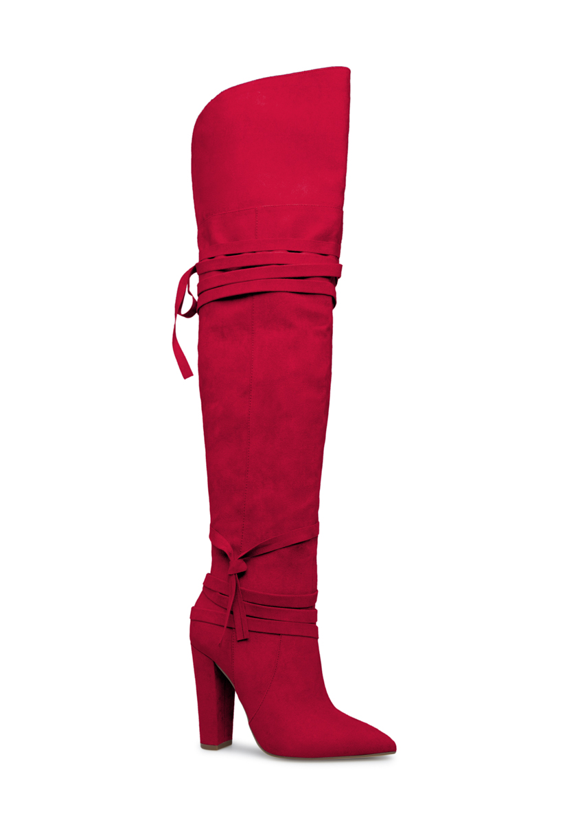 Shoedazzle Boots - Over The Knee Reese Thigh-High Boot Womens Red Size Standard