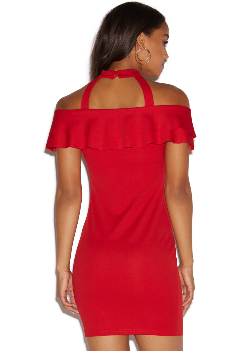 Wear looks ruffle frame bodycon bottom dress with a