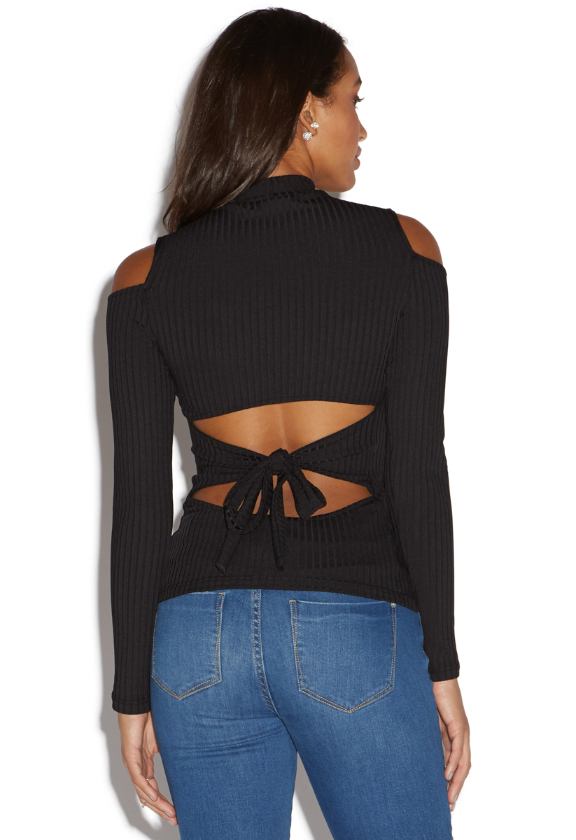 Download BACK TIE MOCK NECK TOP - ShoeDazzle