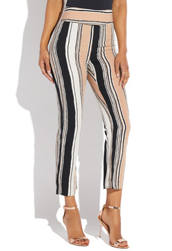 white and yellow striped pants