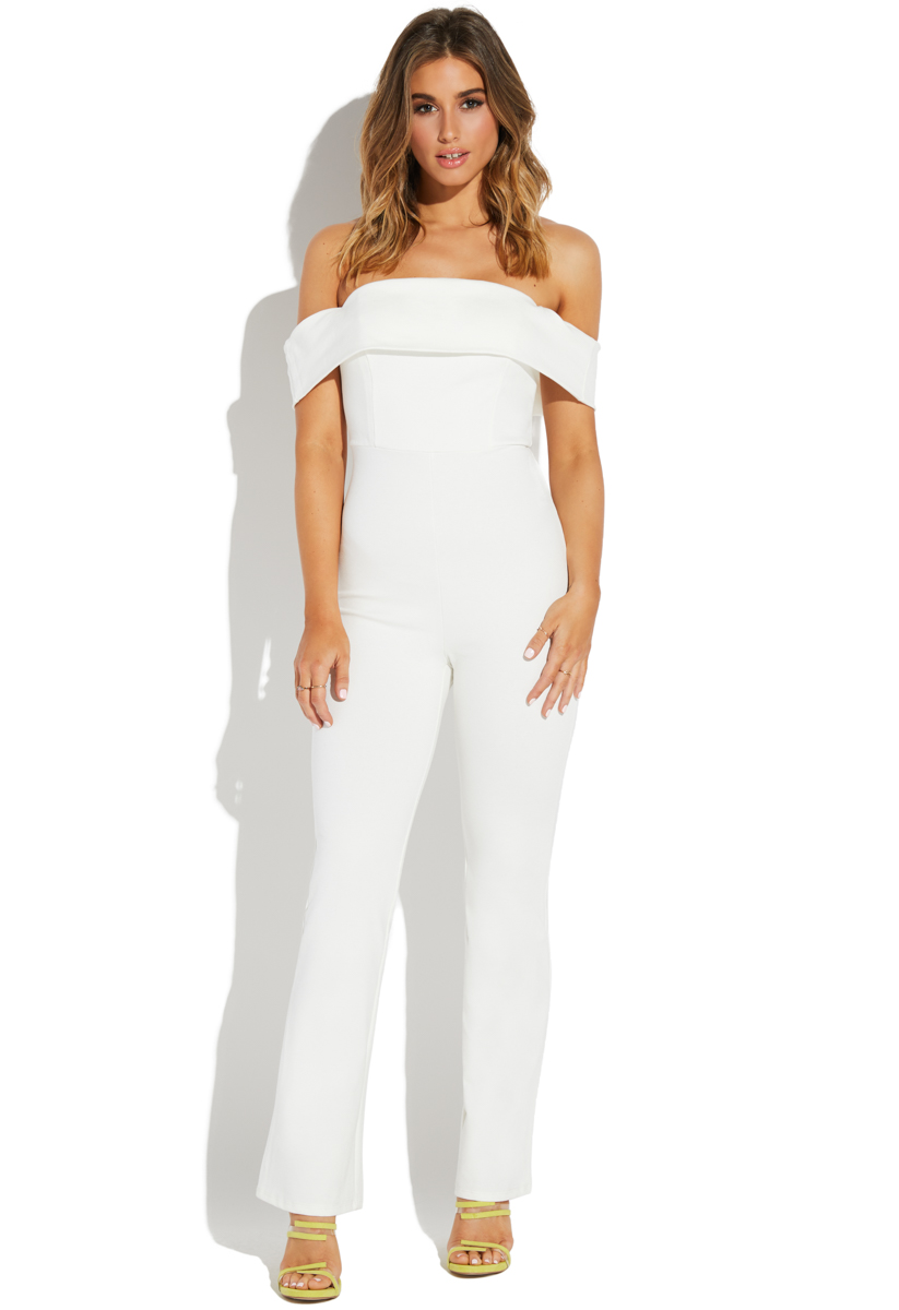 off the shoulder dressy jumpsuit