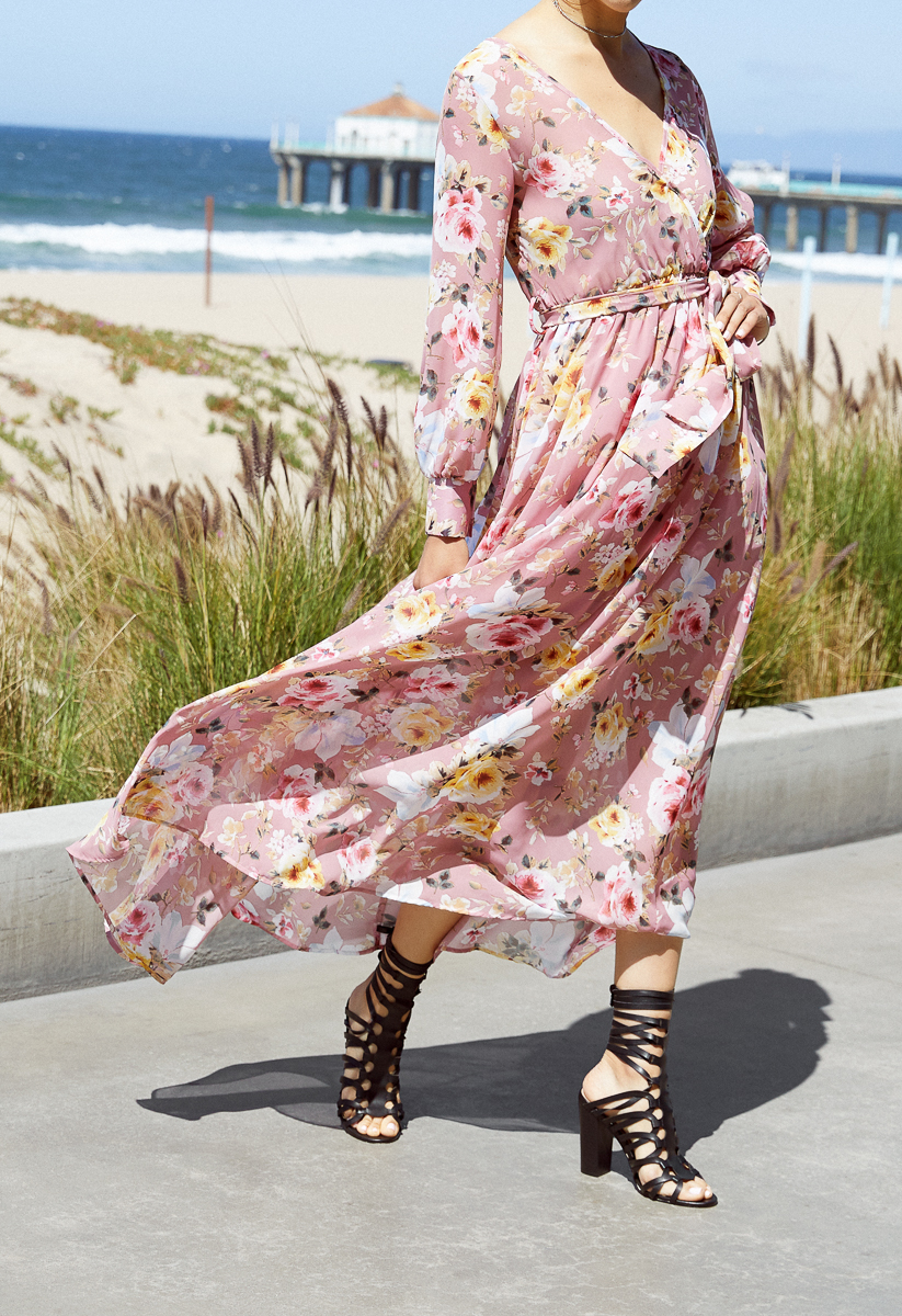 sheer floral dress long sleeve