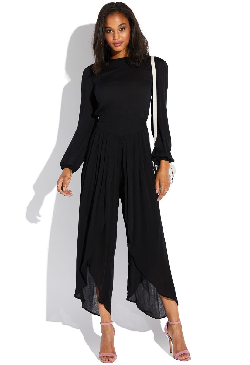 long sleeve split leg jumpsuit