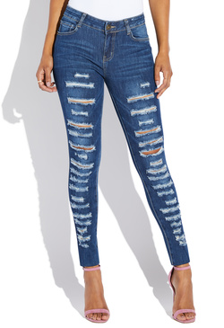 RIPPED UP MID RISE SKINNY - ShoeDazzle