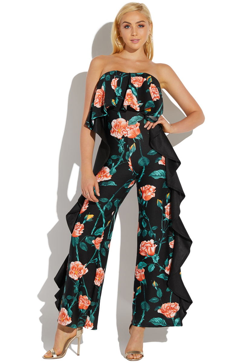 floral ruffle jumpsuit