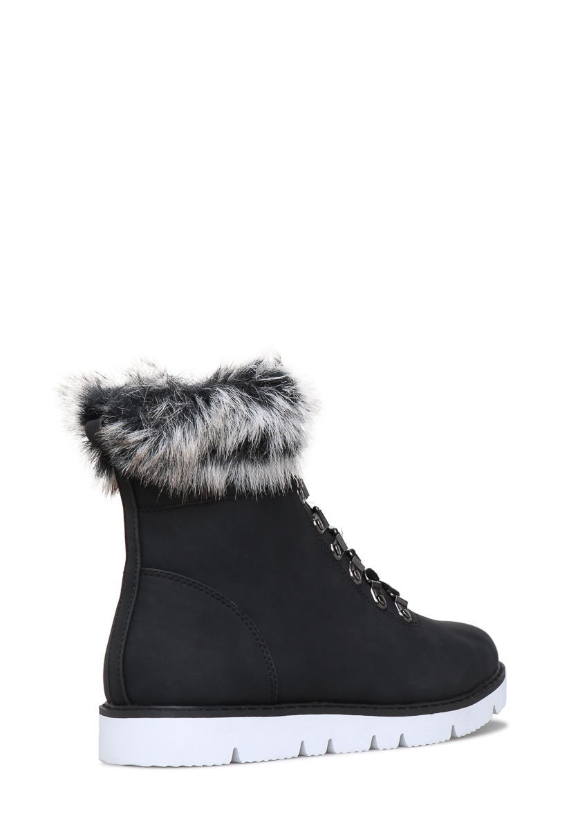 emy faux fur hiker bootie