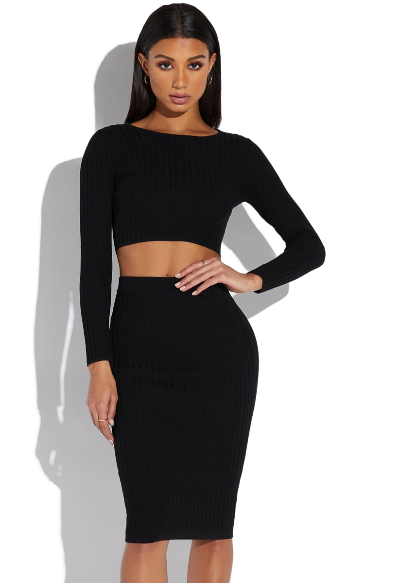 midi skirt crop top set