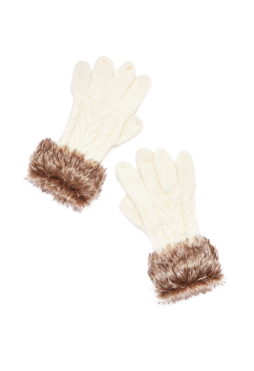 white gloves with fur trim