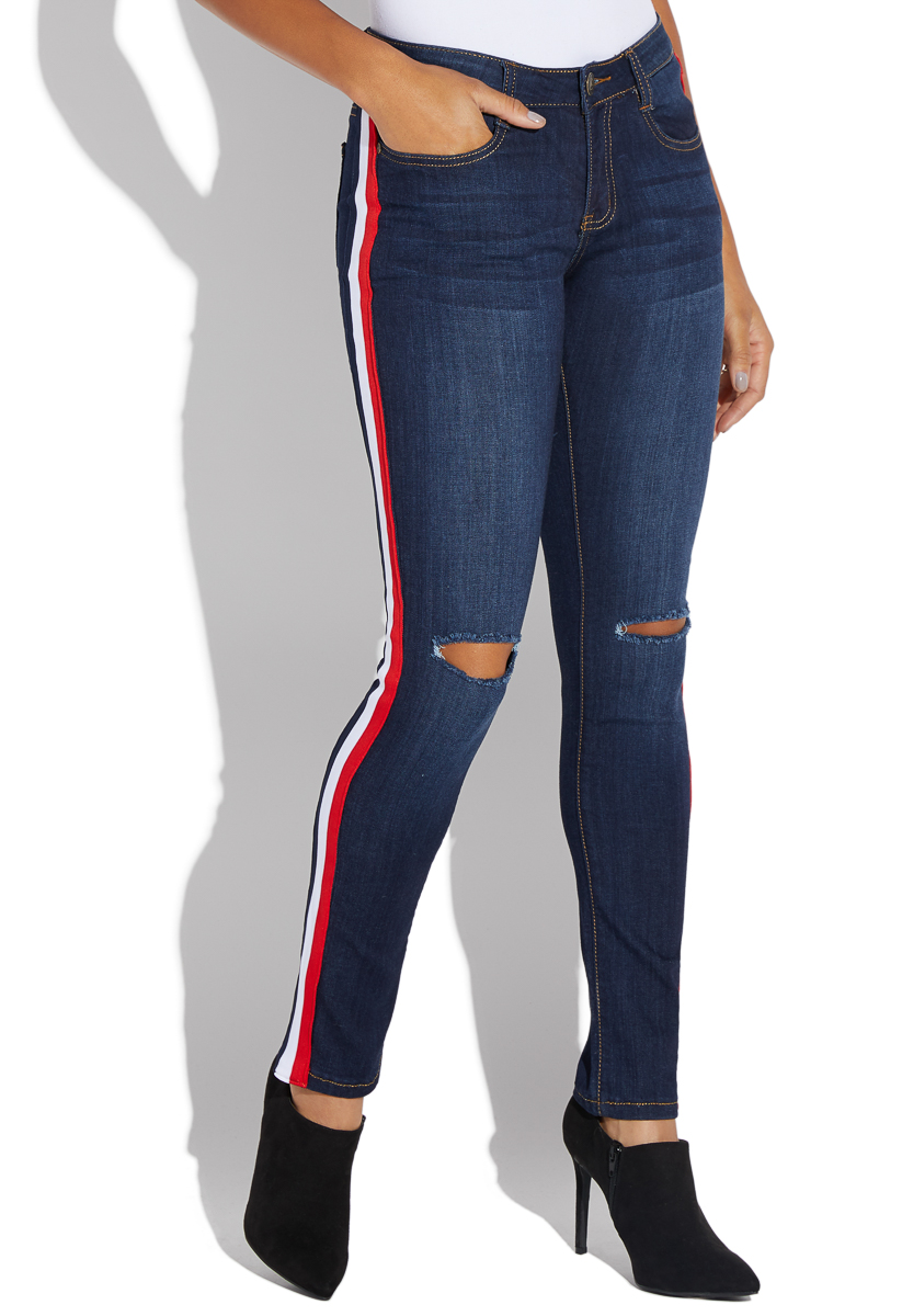 jeans with side stripe womens