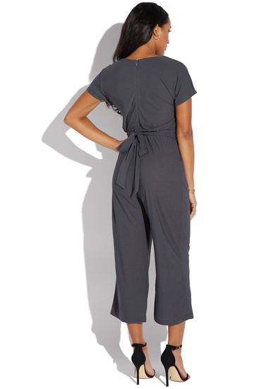 short sleeve cropped jumpsuit