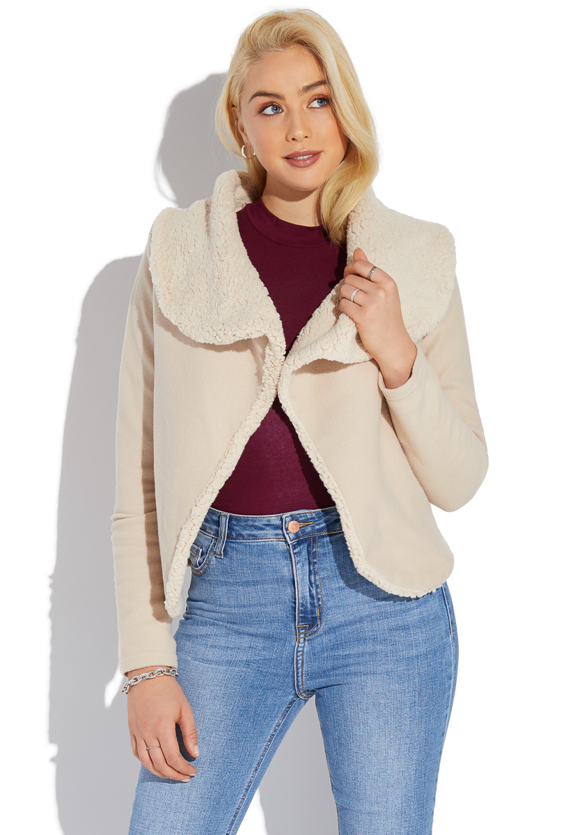 Shearling Drape Front Jacket Shoedazzle