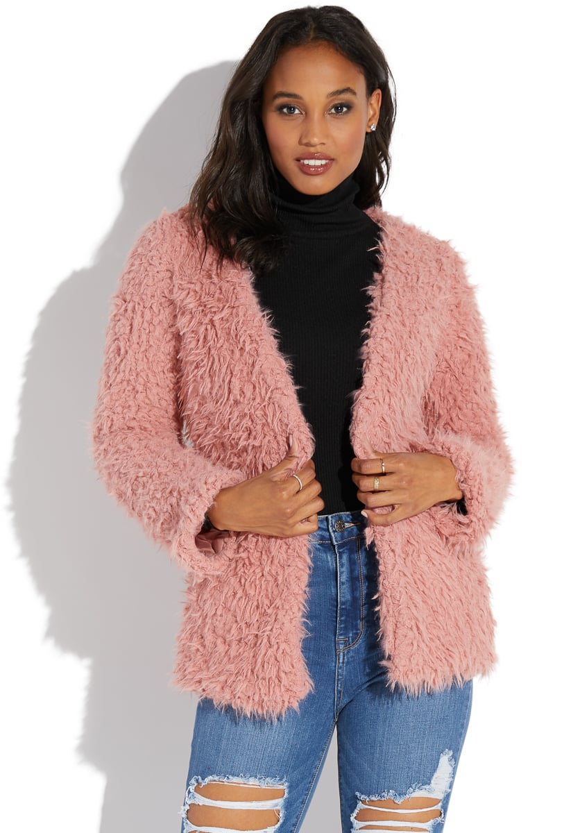 pink shaggy jacket