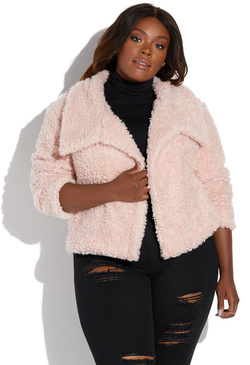 Plus Size Shearling Drape Front Jacket Shoedazzle