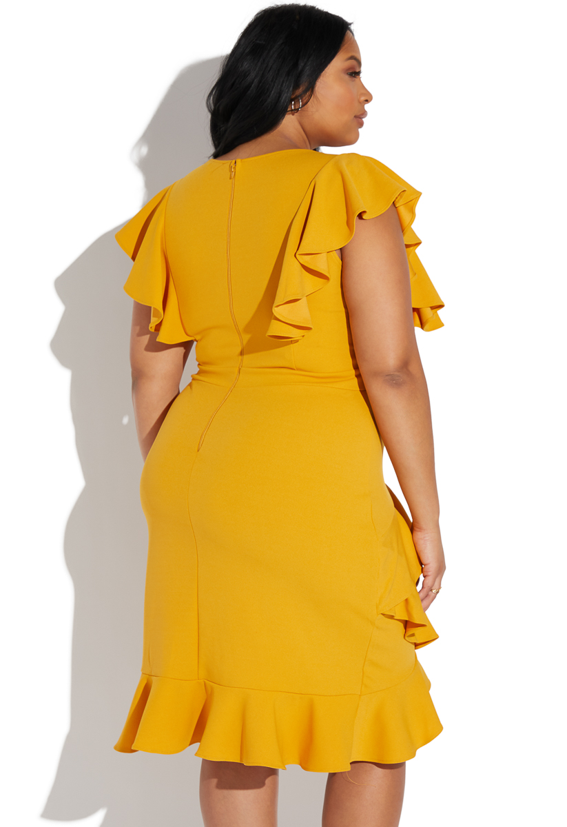 mustard colored plus size dress