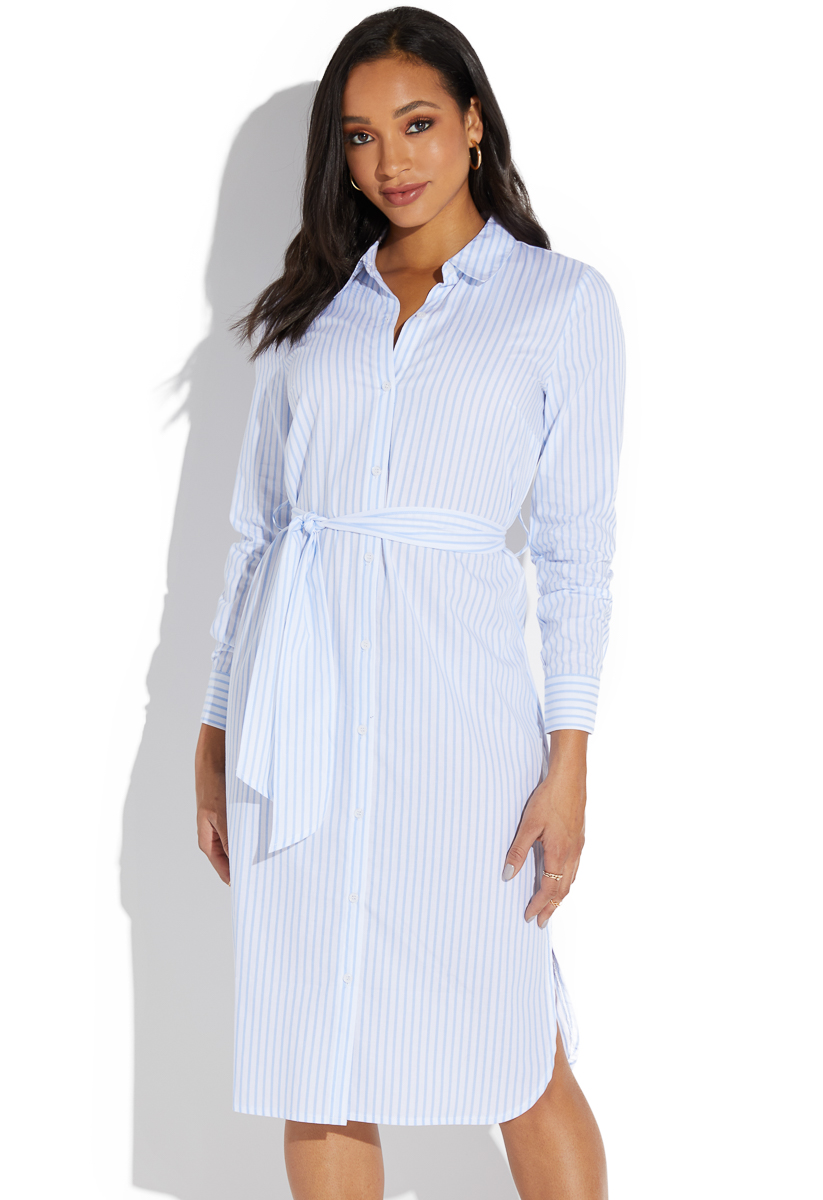 chambray midi shirt dress