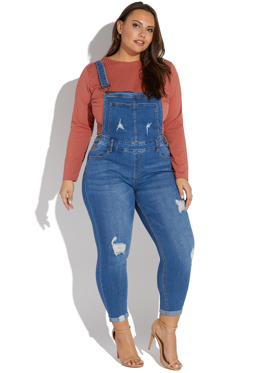 plus size skinny overalls