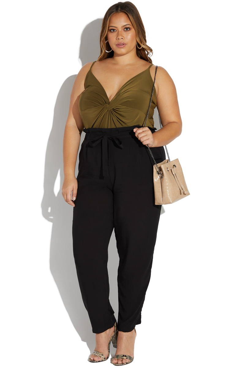 paper bag trousers plus size