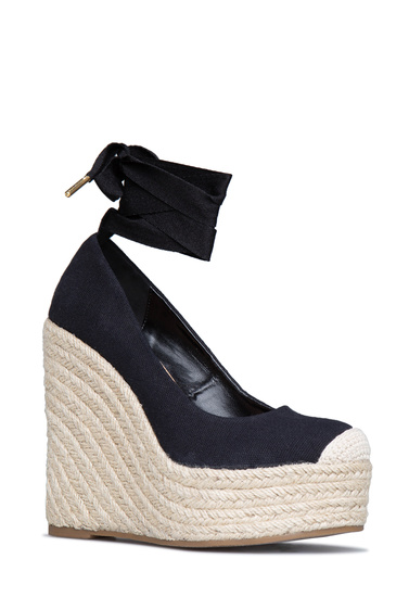 Keilani Platform Espadrille Wedge Shoedazzle Material Canvas Fit True To Size Platform Height 1 5 Outside Wedge Color Black Closure Adjule Ties Imported