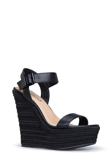 Lotus Espadrille Wedge Sandal Shoedazzle Material Faux Leather Fit True To Size Platform Height 1 5 Outside Wedge Color Black Onyx Closure Adjule Buckle Imported