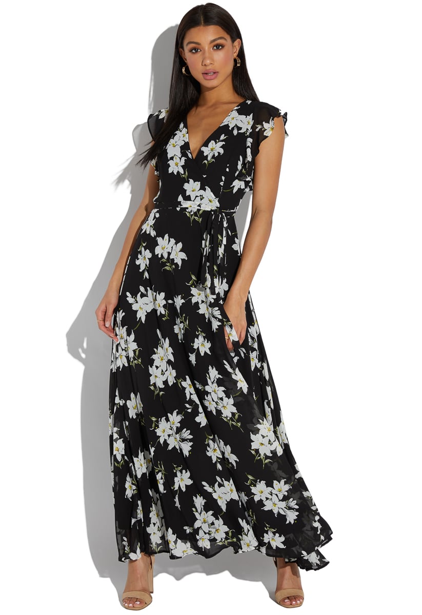 flutter sleeve maxi dress plus size