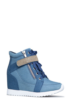Women's Blue, Platform, Velcro Shoes 