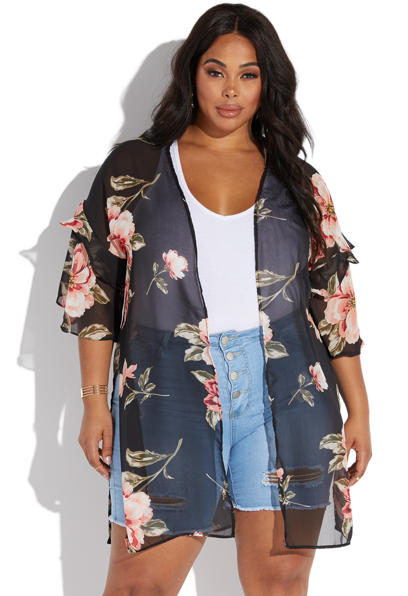 Black Kimono Jacket Plus Size